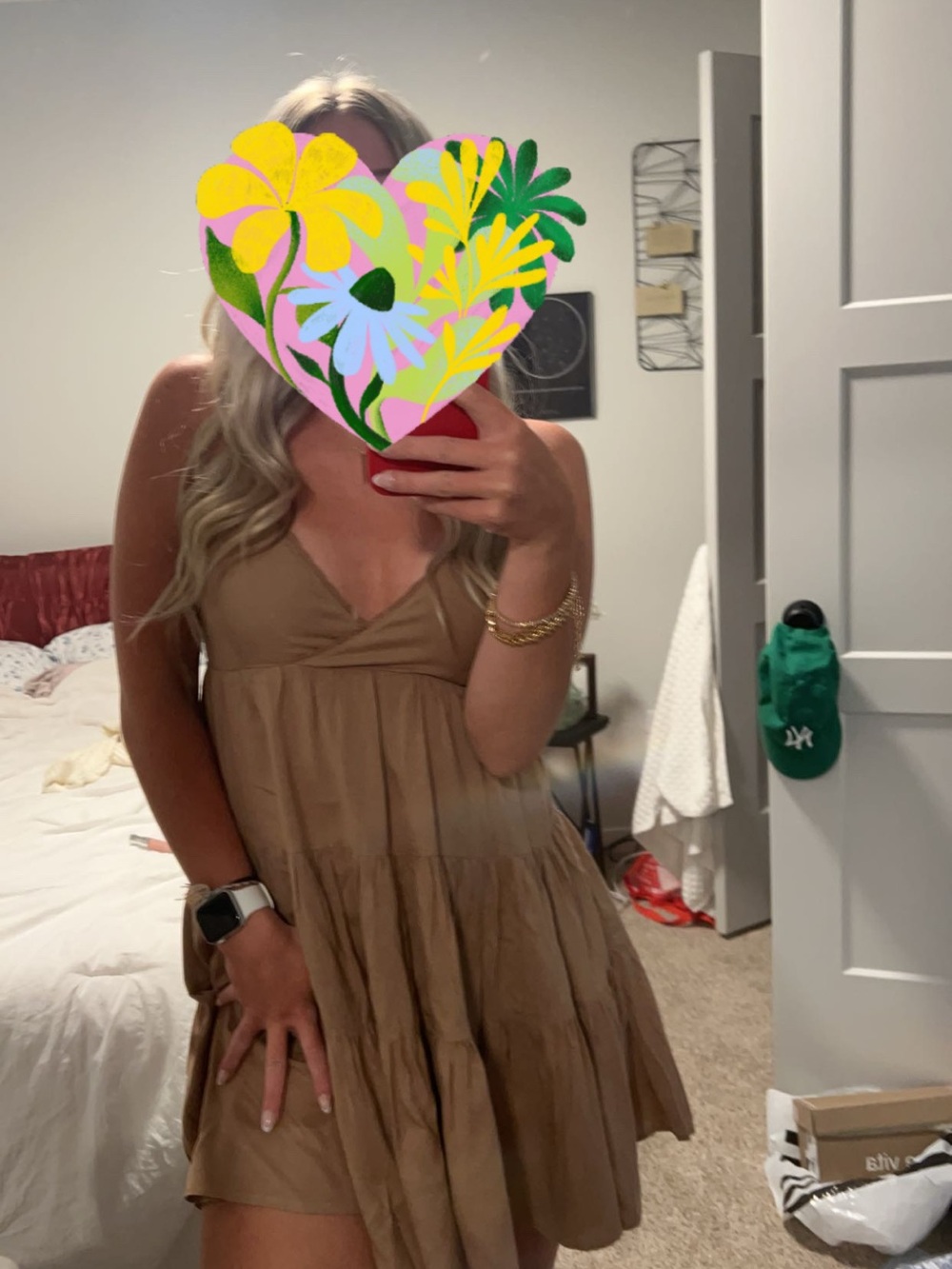 Aeropostale Sleeveless Tan Tiered Babydoll Mini Dress
